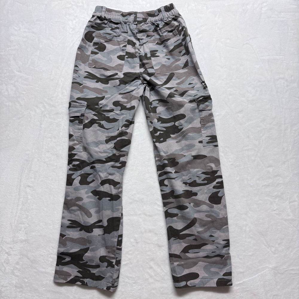 Black & Gray Camouflage Cargo Pants Women‎ Size L Stretchy Pockets Streetwear - Picture 7 of 7